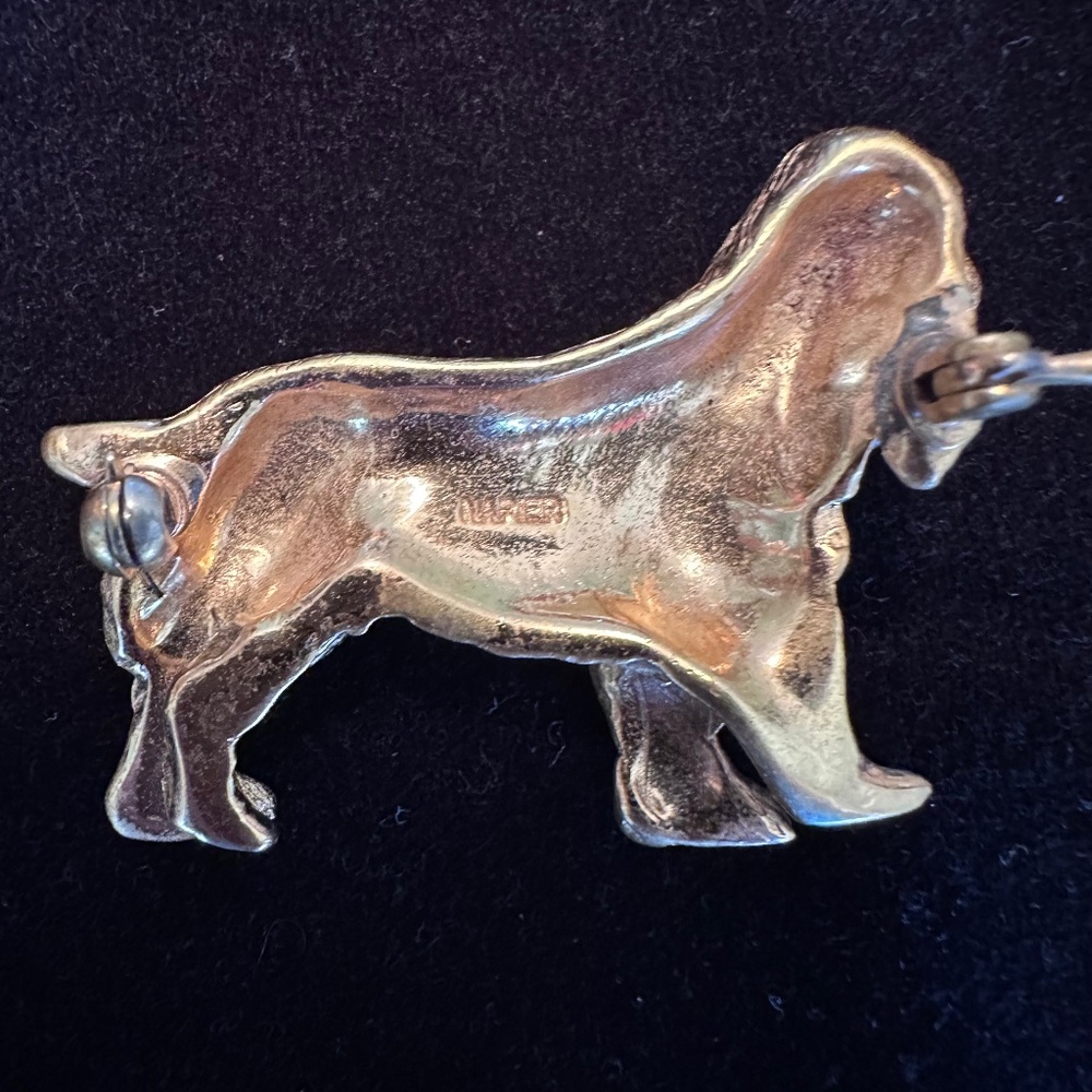 Vintage NAPIER Gold Tone Dog Pin Brooch Cocker Spaniel Britany Spaniel - Picture 6 of 6